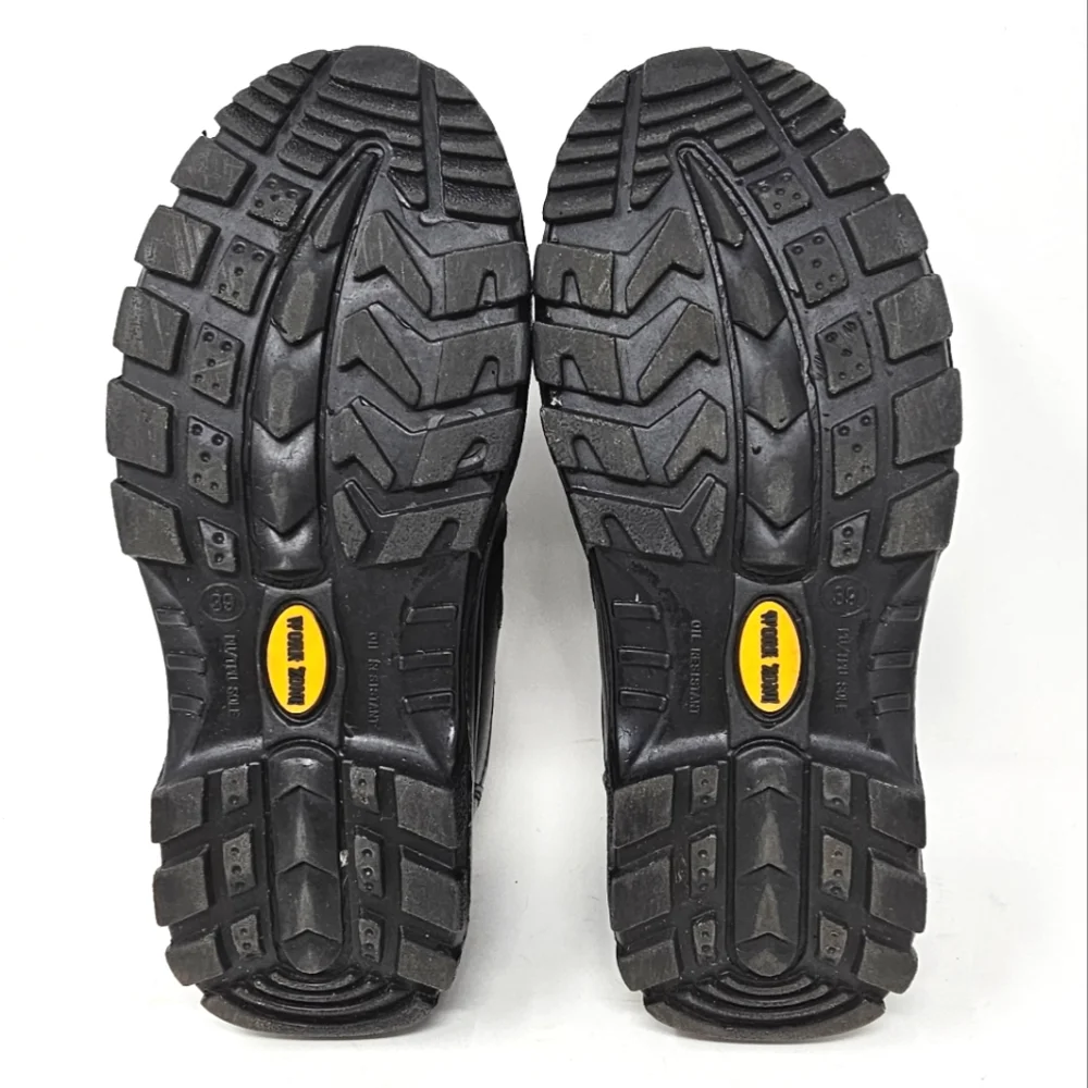 Work Zone Mens Size 6 Safety Toe Black‎ Leather Work Shoes N477 Lace Up